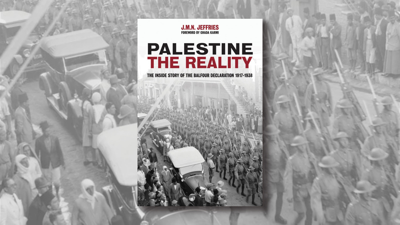 Palestine the Reality – 720pxh – 1536x864px Palestine the Reality cover image on a landscape background featuring part of the book's cover photo