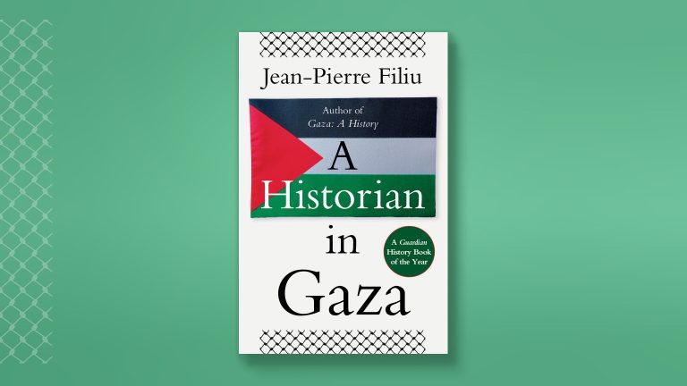 A Historian in Gaza by Jean-Pierre Filiu, cover image on green background