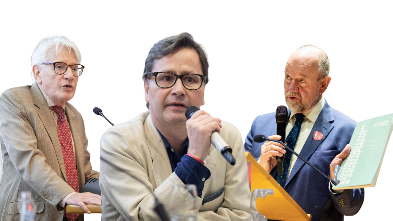 Year end review 2025 – 1280x720px Andrew Whitley (BPP Chair), Dr Brian Brivati (Executive Director) and Sir Vincent Fean (Trustee)